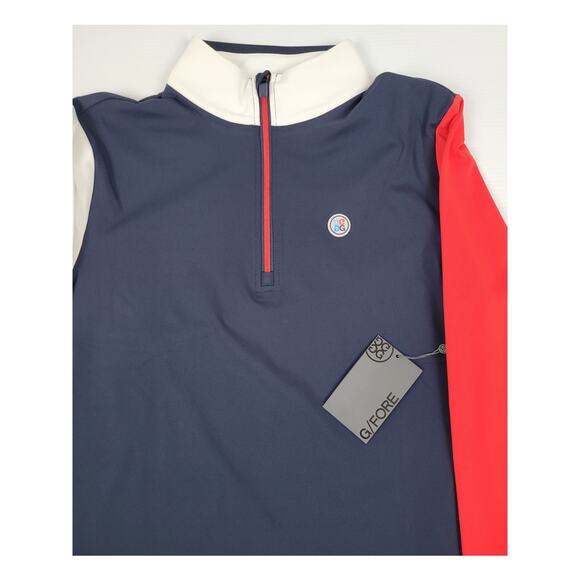 NWT G/Fore Mens Medium Daytona Colorblock‎ Tech G4 USA Golf Performance Sweater - Picture 5 of 11